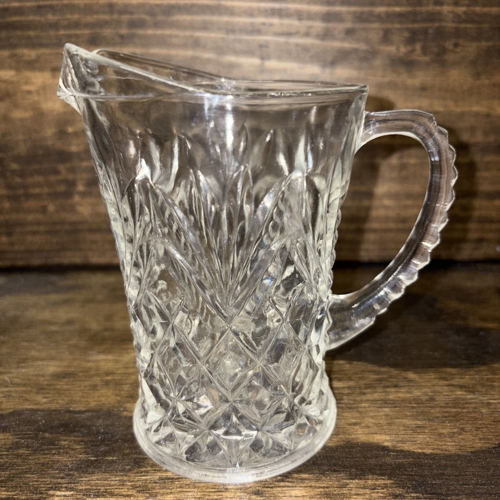 Anchor Hocking Prescut Clear Pineapple Cut Pitcher/Creamer 5" tall